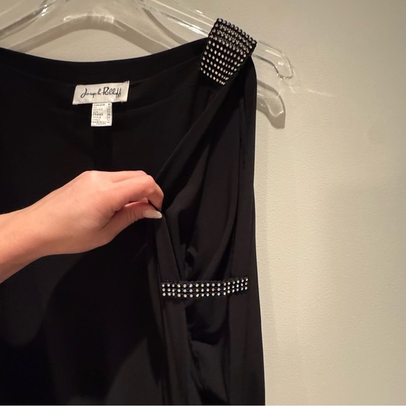 Joseph Ribkoff Black Dress with Studded Detail Long Sleeve Cut Outs USA 6 - Picture 2 of 11